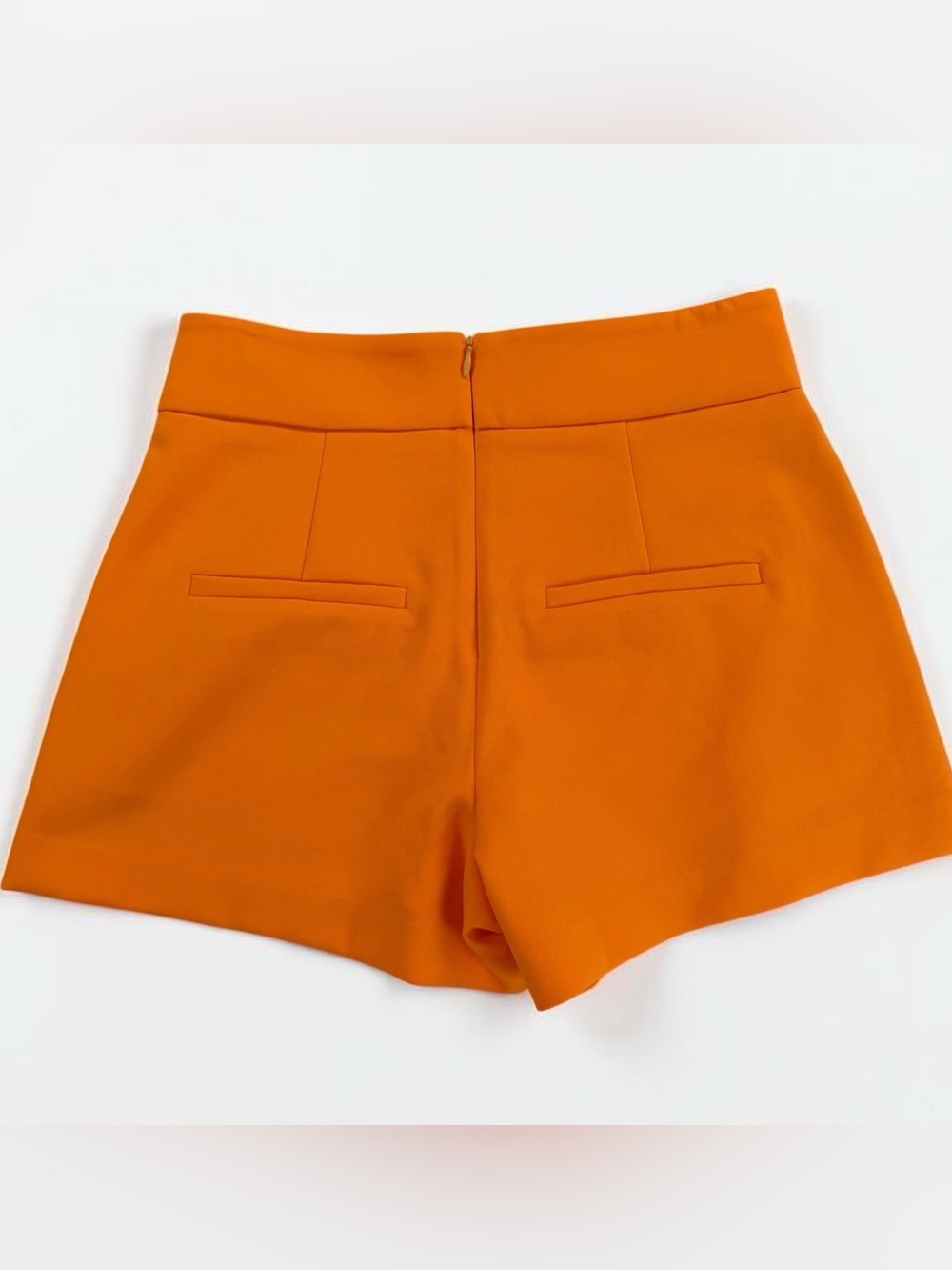 Veronica Beard Kimm High Waisted Orange Shorts with Gold Buttons - Picture 5 of 5